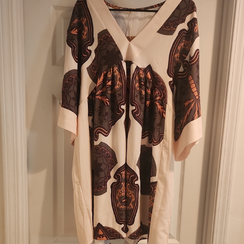 Bohemian Print Dress with V-Neck